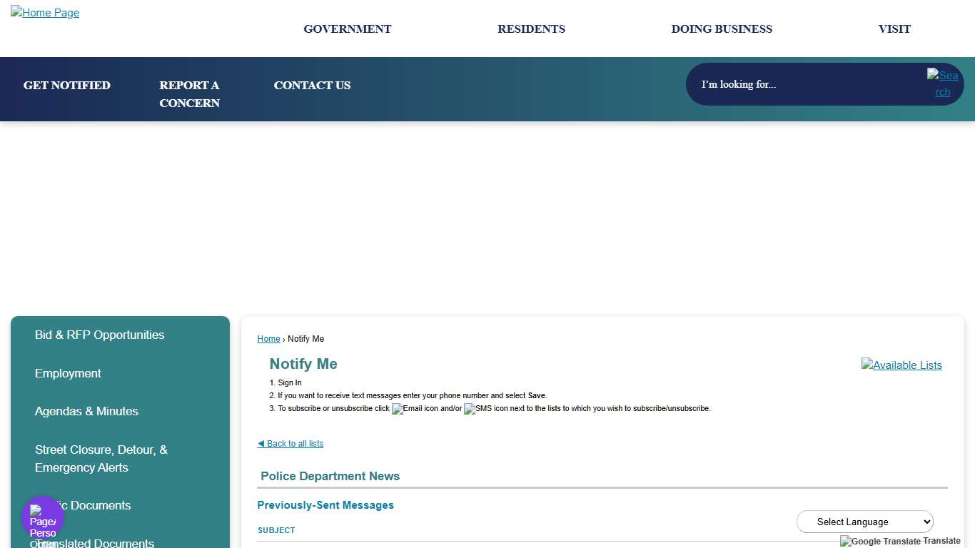 Notify Me • Police Department News