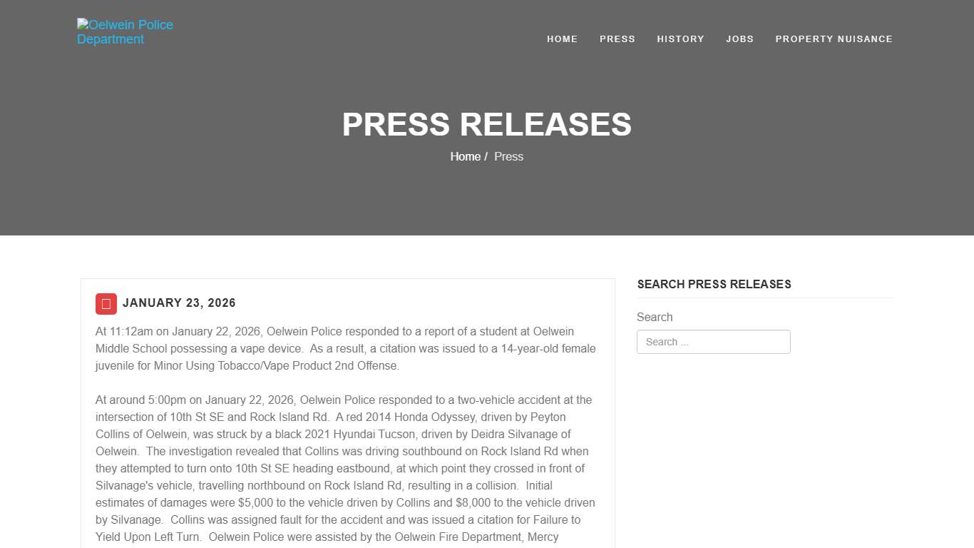 Oelwein Police Department - Press