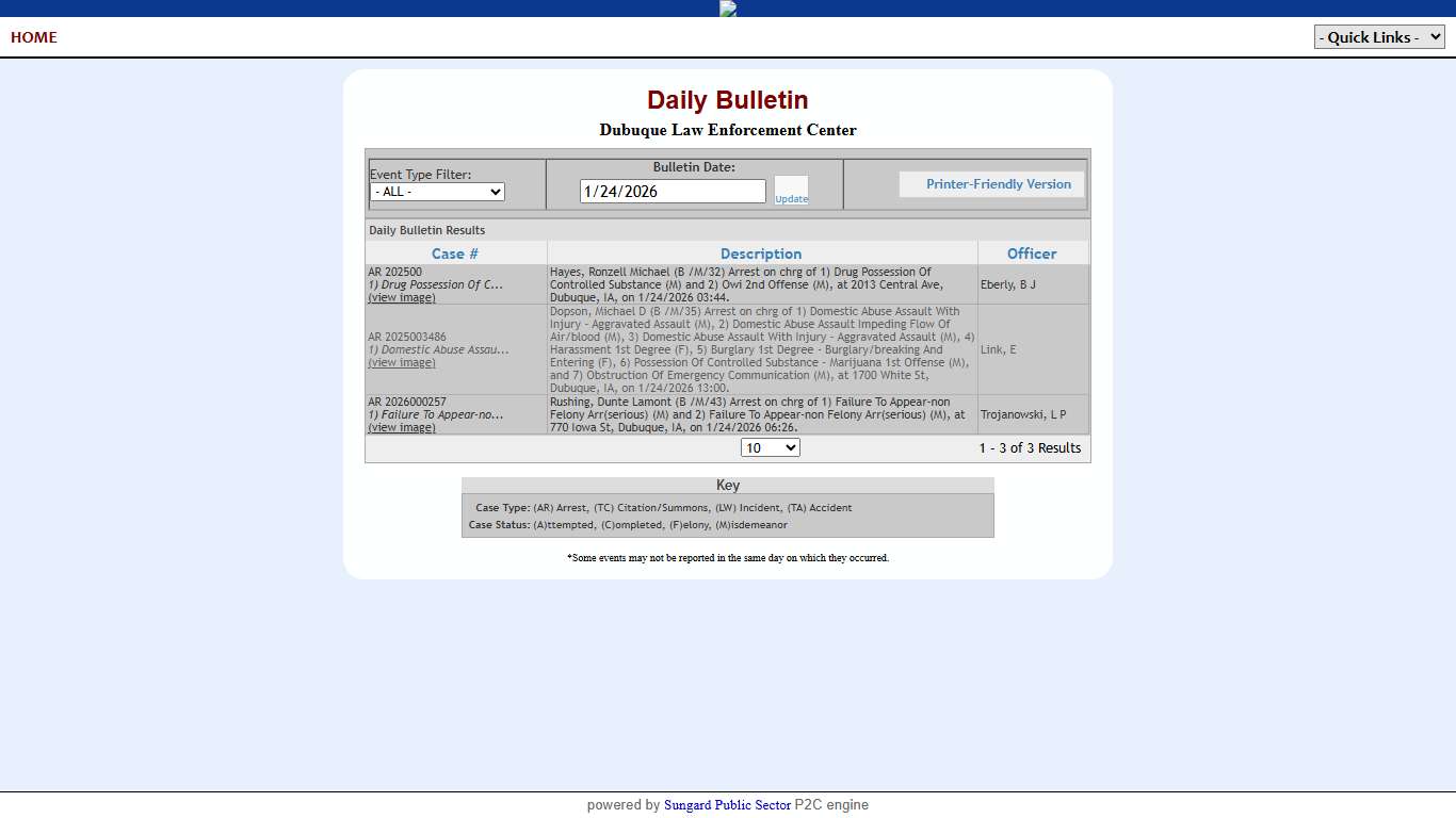 Dubuque Law Enforcement Center P2C - provided by OSSI